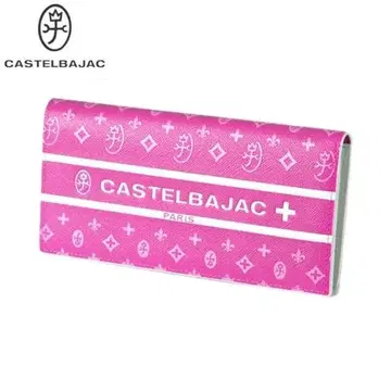 CASTELBAJAC 까스텔바작 소가죽 장지갑 다수납 디자인 핑크