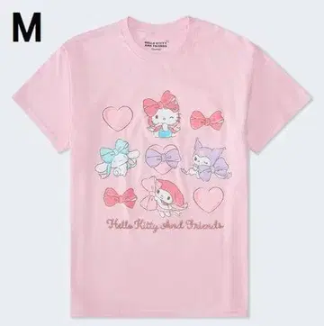 에어로포스텔 헬로키티&프렌즈 리본 반팔 T셔츠 M 핑크