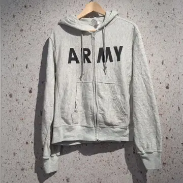 90s U.S.ARMY 후드 부착 집업 후드티 S 그레이