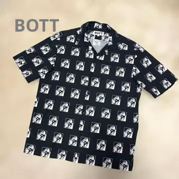 BOTT 반팔 셔츠 L 블랙 포토 프린트 패턴