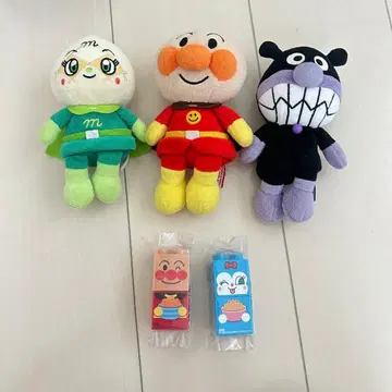 호빵맨 세균맨 멜론빵소녀 봉제 인형 3개 블록 2개 세트