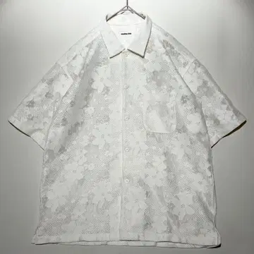 몽키타임 레이스 반팔 셔츠 시스루 꽃무늬 빅 루즈