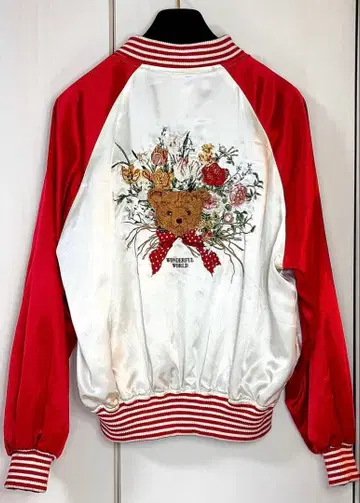 레어! WONDERFUL WORLD 테디베어와 부케 자수 스카잔