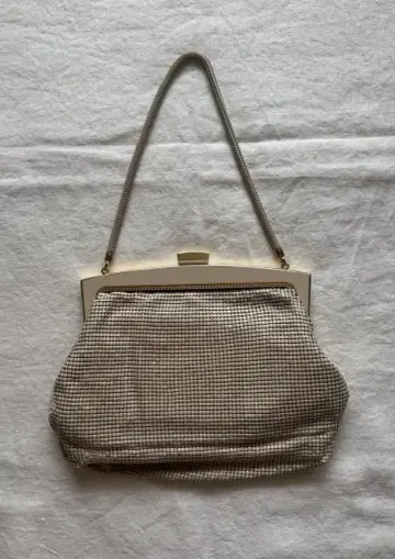 vintage hand bag beige x gold