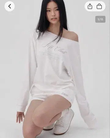 kleesier 소프트 클럽 원 숄더 스웨트 셔츠, 화이트