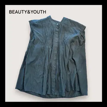 BEAUTY&YOUTH 셔링 블라우스 블랙 슬리브리스 여성용