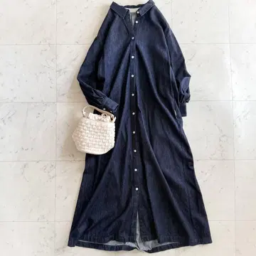 새상품급 저널 스탠다드 데님 롱 기장 셔츠 원피스