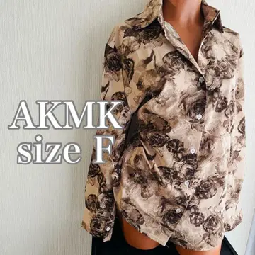 AKMK 장미 패턴 오샤레 셔츠 봄/여름/가을 레트로 셔츠