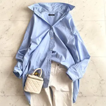 새상품급 저널 스탠다드 코튼 드롭 숄더 셔츠 블루