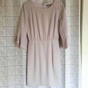 리랜드트루 연보라 7부 소매 허리 벨트 포함 무릎 기장 원피스