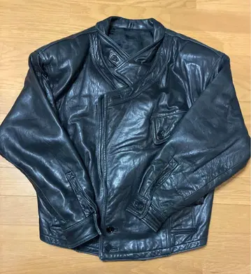 [새상품급] 남성용 바이크 라이더 천연 가죽 자켓 블랙 컬러 심플