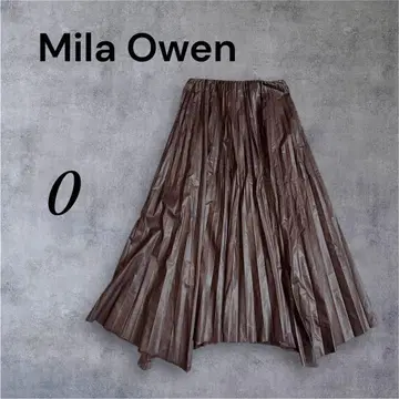 미라 오웬 인조 가죽 플리츠 스커트 비대칭 스커트 롱