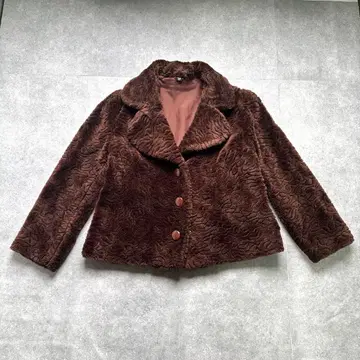 00s 아카이브 : 둥근 카라 인조 모피 숏 블루종 9호 Y2K