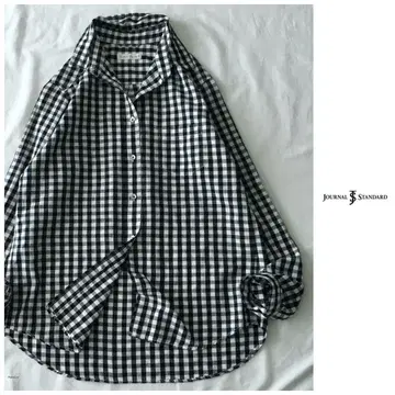 저널 스탠다드 [세탁 가능] 깅엄 체크 면 린넨 셔츠 블라우스