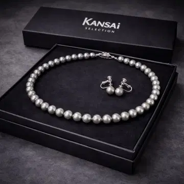 그레이 펄풍 목걸이 & 귀찌 세트 관혼상제용