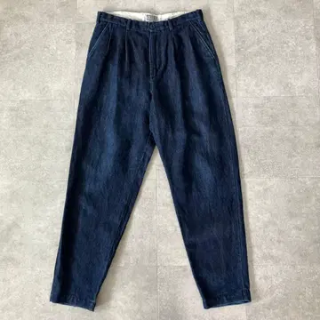 C.E cav empt 코튼 린넨 투 턱 와이드 데님/다크 네이비