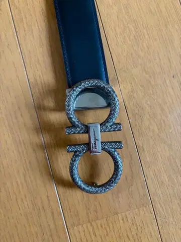 살바토레 페라가모 벨트 남성용 가죽 간치니 블랙