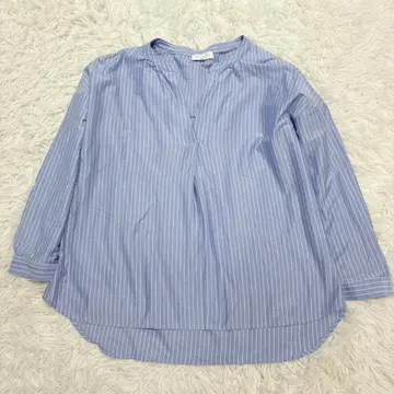 매킨토시 철학 스트라이프 셔츠 블라우스 리본 블루