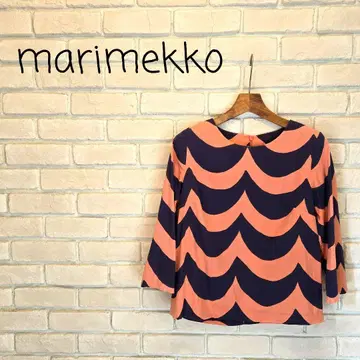 marimekko 라이네 물결 무늬 7부 소매 블라우스 34 마리메꼬