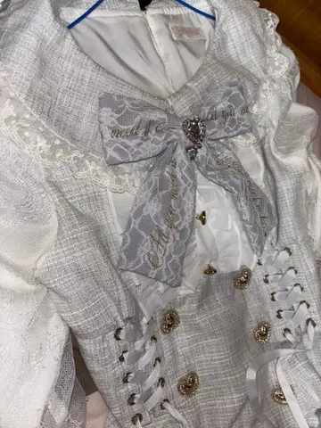 LIZLISA 메시지 리본 트위드 셋업 Blue