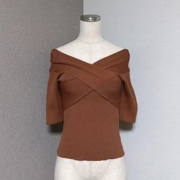 머큐리 듀오 크로스 리브 니트 브라운
