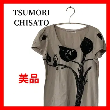 츠모리치사토 티셔츠 고양이 모티브 반팔 티셔츠 B2252