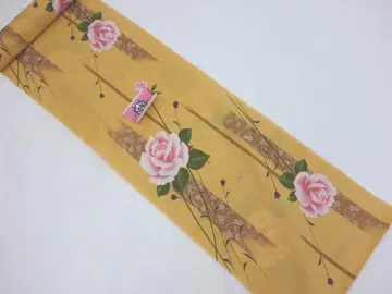 K 미재단 브랜드 유카타 옷감 면 장미 옅은 오렌지 N80416-09