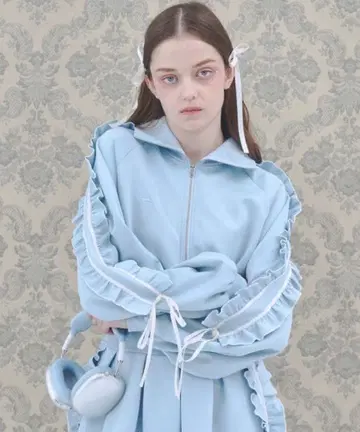 Lovilyn 프릴 리본 저지 색스 블루