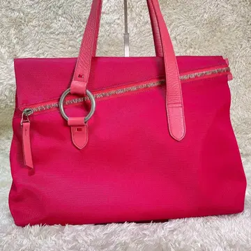 [레어] 요코야 도쿄 토트백 사선 지퍼 링 마젠타 핑크