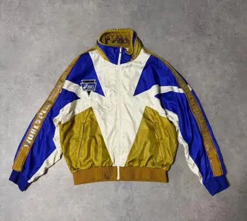 asics 구제 의류 로고 와펜 클레이지 컬러 하이넥 집업 블루종