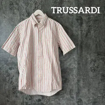 611 TRUSSARDI 트루사르디 반팔 스트라이프 셔츠 미니 자수 로고