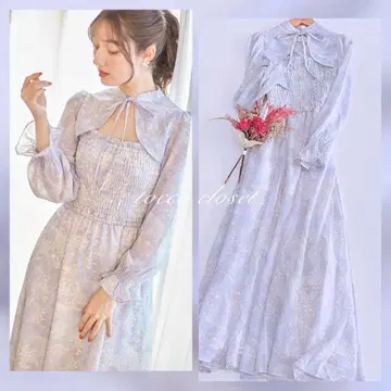 새상품 토코 리본 포함 플라워 프린트 원피스 리랜드트루, 스나이델