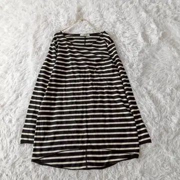 BELPARROT 보더 긴팔 튜닉 티셔츠 롱티 블랙 화이트