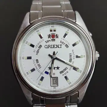 ORIENT 쓰리스타 자동 손목시계 화이트 [레어] [새상품급]
