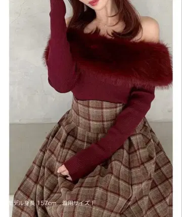 리젝시 니트 핑크 빨간색 레드 2색 세트 오프숄더