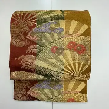 후쿠로 오비 오비 부채 문양 고전 문양 금실 포멀용 0414-8-F