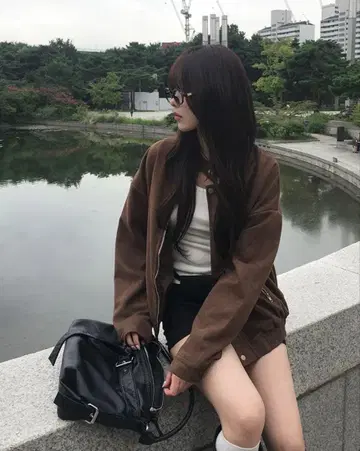 덤보 스웨이드 블루종 자켓