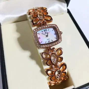 Roi 나비 쿼츠 손목시계 스퀘어 반짝이는 스켈레톤 버터플라이