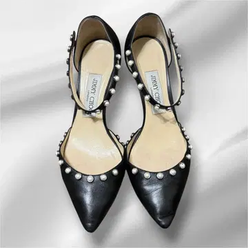 JIMMY CHOO 펄 장식 가죽 펌프스 하이힐