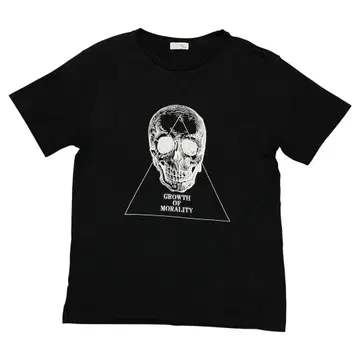 리얼 워시 T셔츠 스컬 프린트 블랙 M