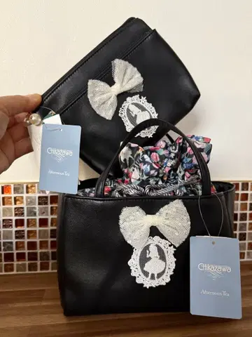 [ 미사용 ] 애프터눈 티 Alice 백 파우치 디즈니 긴자와 레이스