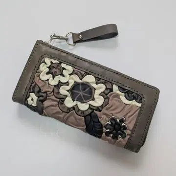 핸드메이드*소가죽 소프트 누메 x 피그 입체 엠보싱 가죽*L자 롱 지갑