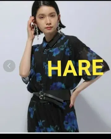 HARE 하레 시어 드레이어 셔츠 플라워 블루 꽃