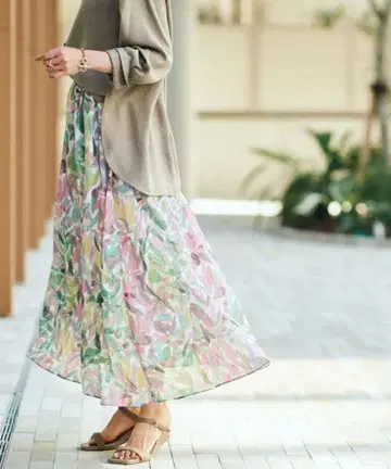 [ RIVE DROITE ] 플라워 프린트 롱 스커트