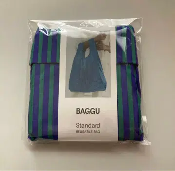 BAGGU 에코백 standard 코발트x제이드 스트라이프 청록색