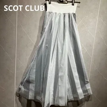 SCOT CLUB 야마다야 샤샤 스커트 사이드 라인 스트라이프 화이트