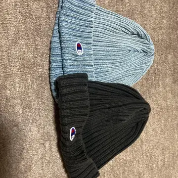 Champion 니트 모자 파랑과 블랙 2개 세트