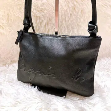 아그네스베 숄더백 가죽 엠보싱 사선 크로스백 블랙 최상 컨디션