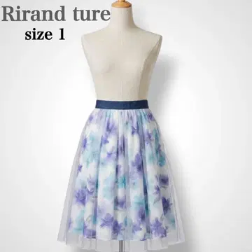 [리랜드트루] 꽃무늬 수채화 터치 하늘하늘 튤 플레어 스커트