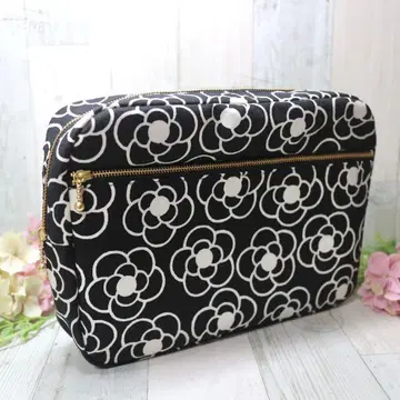 [ 핸드메이드 ] 카멜리아 무늬 W 지퍼 밴드 포함 파우치